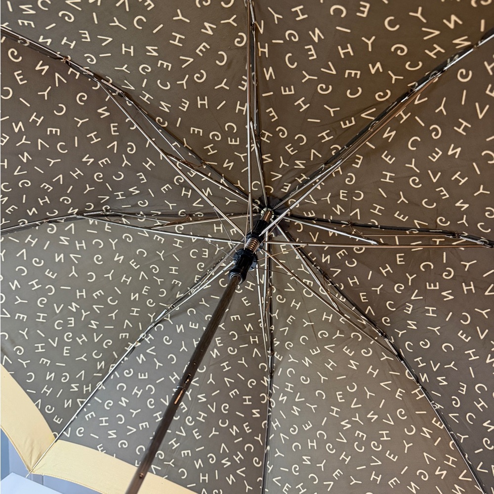 Vintage Givenchy Designer Umbrella Wooden Handle Logo - Picture 3 of 12